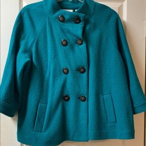 Chico’s  - Teal Wool Double Breasted Pea coat